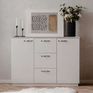 Maffot High Gloss Sideboard With 2 Doors 3 Drawers In White