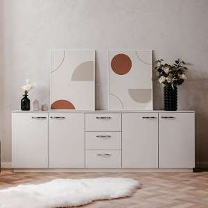 Maffot High Gloss Sideboard With 4 Doors 3 Drawers In White