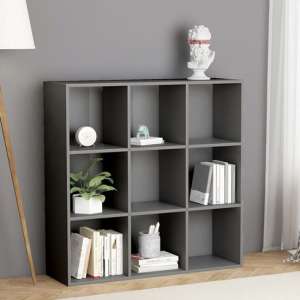Magni Wooden Bookcase With 9 Shelves In Grey