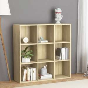 Magni Wooden Bookcase With 9 Shelves In Sonoma Oak