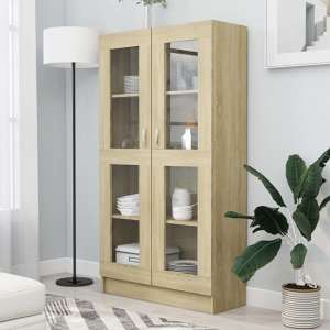 Maili Tall Wooden Display Cabinet With 2 Doors In Sonoma Oak