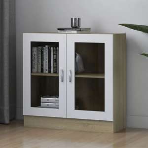Maili Wooden Display Cabinet With 2 Doors In White Sonoma Oak