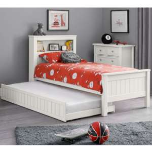 Madge Single Bed And Guest Bed In Surf White With Bookcase