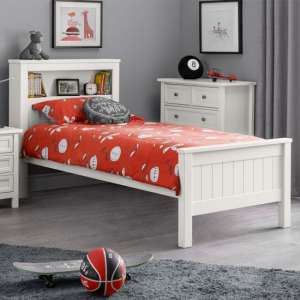 Madge Wooden Single Bed In Surf White With Bookcase