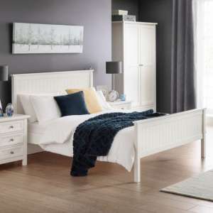 Madge Wooden Double Bed In Surf White
