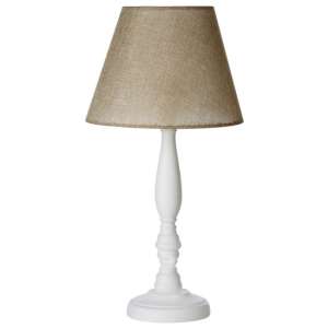 Mainot Beige Fabric Shade Table Lamp With White Base