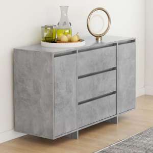 Maisa Wooden Sideboard With 2 Doors 3 Drawers In Concrete Effect