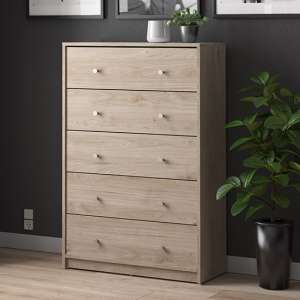 Maiton Wooden Chest Of 5 Drawers In Jackson Hickory Oak