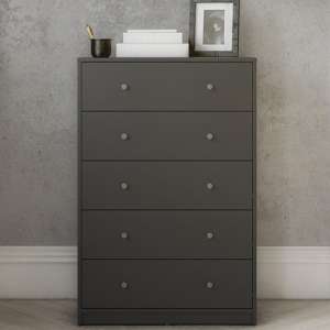 Maiton Wooden Chest Of 5 Drawers In Grey