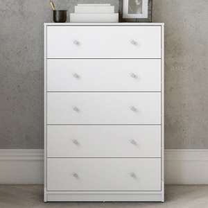 Maiton Wooden Chest Of 5 Drawers In White