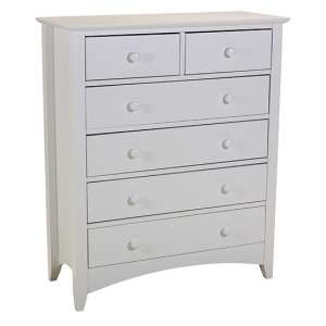 Caressa Wooden Chest Of Drawers In White With 6 Drawers
