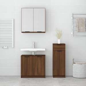 Malibu Wooden Bathroom Furniture Set In Brown Oak