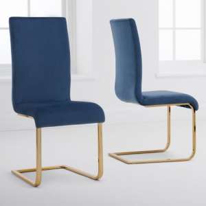 Calinok Blue Velvet Dining Chairs In A Pair
