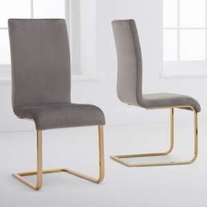 Calinok Grey Velvet Dining Chairs In A Pair