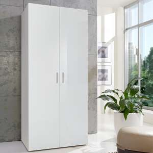 Malta Wooden Wardrobe In High Gloss White With 2 Doors