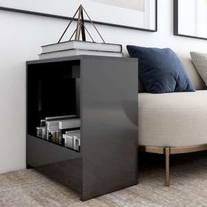 Malva High Gloss Side Table In Grey
