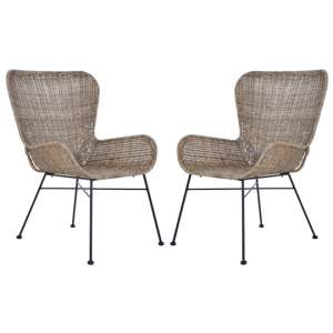 Hunor Kubu Rattan Curved Design Chair In Pair    