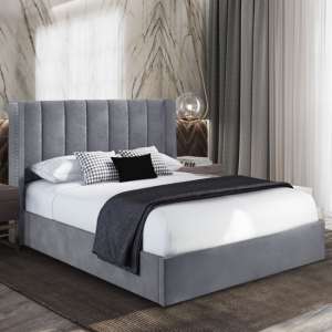 Manchester Plush Velvet Upholstered Single Bed In Steel
