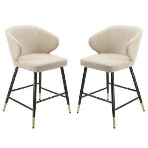 Manhattan Beige Linen Fabric Bar Stools In A Pair