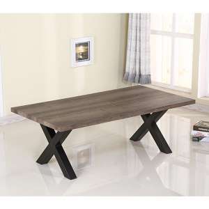 Maike Coffee Table In Natural with Black Metal Legs