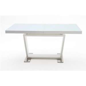 Manhattan Extending Glass Top Dining Table In White High Gloss