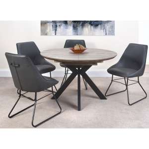 Manhattan Extending Round Dining Set With 4 Grey Cooper Chairs