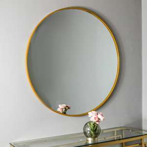 Manhattan Large Round Wall Bedroom Mirror In Gold Frame