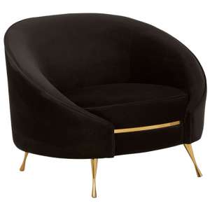 Intercrus Lounge Chaise Armchair In Black Velvet     
