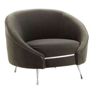 Intercrus Lounge Chaise Armchair In Grey Velvet     