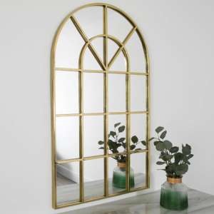 Manhattan Arched Window Design Wall Mirror In Gold Frame