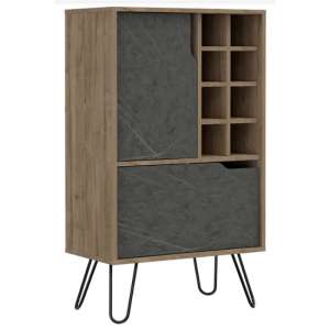 Marsett Wooden Wine Cabinet In Bleached Pine And Grey