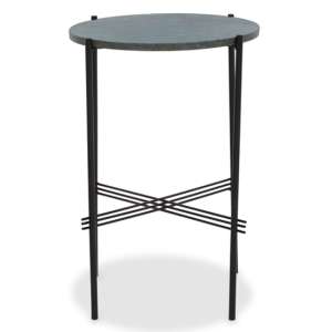 Mania Round Green Marble Top Side Table With Black Frame