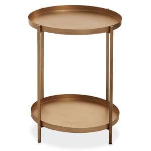Mania Round Metal Side Table In Gold