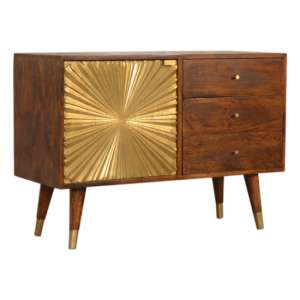 Manila Wooden Sideboard In Chestnut And Gold