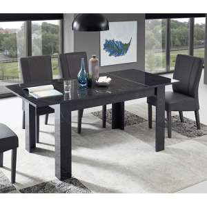 Manvos Extending Black Gloss Dining Table With 4 Miko Chairs