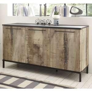 Manvos Wooden Sideboard In Black Oak And Pero With 3 Doors