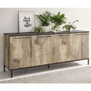 Manvos Wooden Sideboard In Black Oak And Pero With 4 Doors