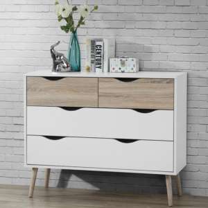 Appleton Chest Of Drawers In White And Oak With 4 Drawers