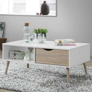 Appleton Wooden Coffee Table In White And Oak