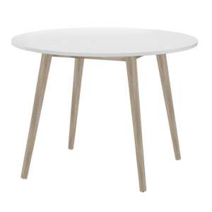 Appleton Wooden Round Dining Table In White And Oak