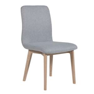 Maral Fabric Dining Chair In Light Grey With Oak Legs