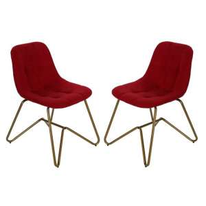 Marana Red Velvet Dining Chairs In A Pair