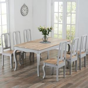 Marco Wooden Dining Table In Acacia And Grey With 6 Chairs