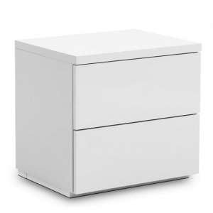 Maeva Bedside Cabinet In White High Gloss With 2 Drawers
