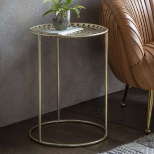 Marian Round Metal Side Table In Gold