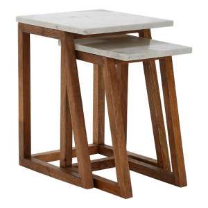 Marble Nest Of Tables Furniture In Fashion Maren Marble Top 2 Nesting Tables In White With Wooden Legs