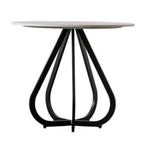 Margate Dining Table In White Marble Effect With Black Base