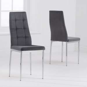Marian Grey Fabric Dining Chairs With Chrome Legs In A Pair