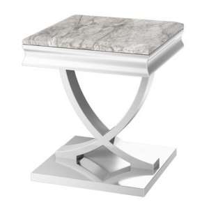 Madeley Marble Side Table In Light Grey