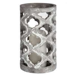 Mariana Large Stone Effect Patterned Candle Holder In Grey